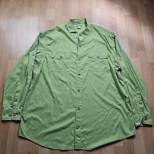 Duluth Trading Co Shirt Mens 2XLT Green Button Down Nylon Outdoor Fishing Active